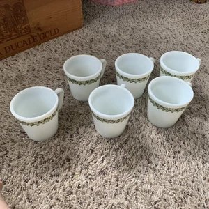 Vintage Pyrex Crazy Daisy Frühlingsblüte Milchglas Kaffeetasse Becher 1410 6er Set - Bild 1 von 12