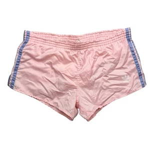 vintage Adidas 80er Nylon Shorts Gr. D5 M-L Hose Sport rosa Shiny super rar TS15 - Picture 1 of 9