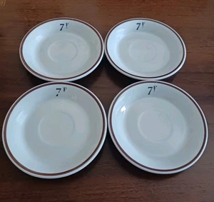 4er Set Vintage Französisch Bistro Bar Absinth Untertasse Braun Pillivuyt Frankreich EUC 5" - Bild 1 von 14