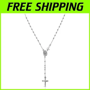 Elegante Collana Y Ipoallergenica con Vergine Maria e Croce - Confezione Regalo Inclusa - Foto 1 di 8