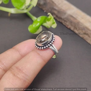 Anello placcato argento sterling 925 topazio fumè fatto a mano ~ gioielli curativi ~ regalo - Foto 1 di 4