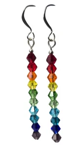 Beaded Earrings - Crystal Drop, Rainbow - Picture 1 of 3