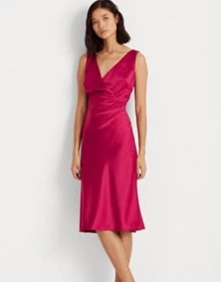 Donna Ricco Womens Cherry Satin Knee Length Cocktail And Party Dress Size 10 - Image 1 of 4