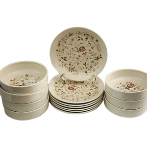 Lenox Temper-Ware MERRIMENT 6" ciotole cereali 8" piatti insalata zuppa anni 70 14pz USA - Foto 1 di 7