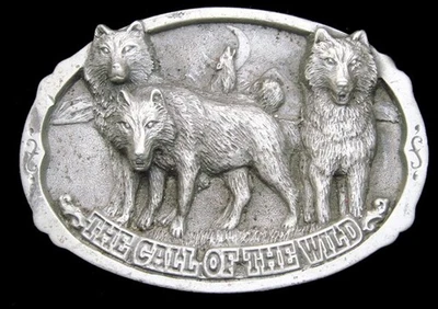 RG20115 *NOS* VINTAGE AÑOS 80 **CALL OF THE WILD** HEBILLA DE CINTURÓN WOLF PACK Foto 1 de 2