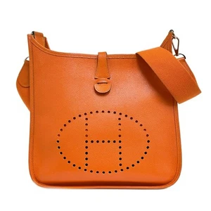 Hermes Evelyne 1 PM I Engraved Shoulder Bag Crossbody Leather Orange 671636 - Picture 1 of 9