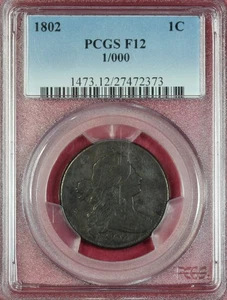 1802 DRAPED BUST LARGE CENT  1/000 FRACTION PCGS F12 - Picture 1 of 4