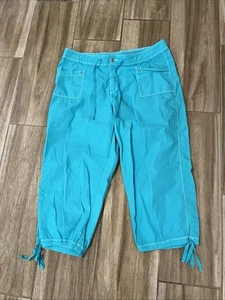 Türkis FRISCHE PRODUKTE Capri Freizeithose Knopfleiste Kordelzug Lg Bindemanschette EUC - Bild 1 von 8