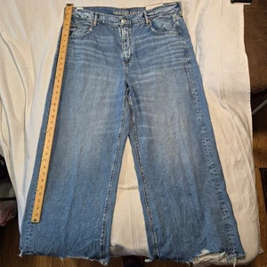 NEU MIT ETIKETT AMERICAN EAGLE JEANS SUPER HOHER BUND BAGGY WEITES BEIN RAW 20 KURZ 40x28 - Bild 1 von 21