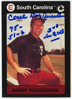 1991 Bobby Richardson Signed "Coach 2nd in CWS" Collegiate Collection #133 JSA - Image 1 of 3