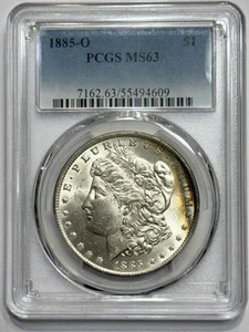 Morgan Silver Dollar 1885 O PCGS MS 63 Uncirculated 90% Silver  Rainbow Toning - Picture 1 of 14