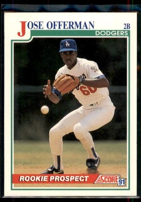 1991 Score Jose Offerman #343 Los Angeles Dodgers - Image 1 of 2