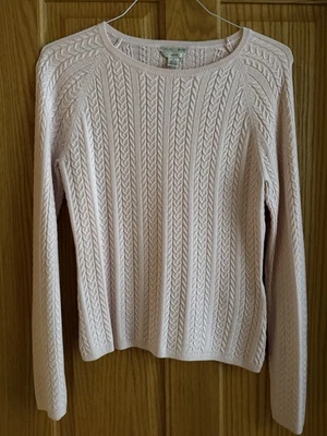 Suéter Vintage Informal Esquinero Tejido con Cable Preppy Rosa Manga Raglán Elastizado Med Foto 1 de 4