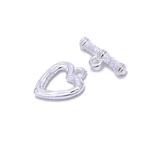 Chiusura a cuore e T in argento sterling 925 misura 10x14 mm 2 set per sacchetto - Foto 1 di 3