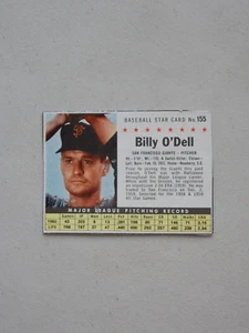 1961 Post Baseball Trading Card # 155_Billy O'Dell_San Francisco Giants_Pitcher - Picture 1 of 2