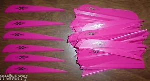 100 4" Flo Red VaneTec V-Max Vanes! archery hot pink arrow fletching vane tec - Picture 1 of 1