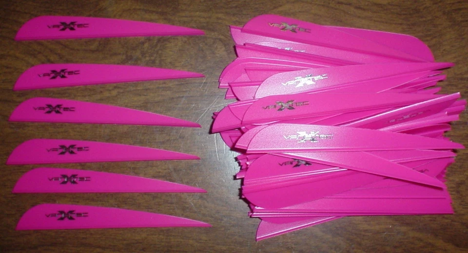 100 4" Flo Red VaneTec V-Max Vanes! archery hot pink arrow fletching vane tec - Image 1 of 1