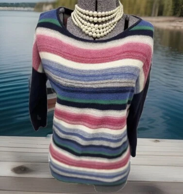 Chaps By Ralph Lauren Sweater Size L Large Colorful Stripe Breathable Cotton - Image 1 of 4