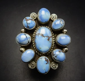 ANILLO Ella Linkin NAVAJO Plata Esterlina GOLDEN HILLS TURQUESA Racimo Talla 9.25 - Imagen 1 de 12