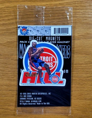 GRANT HILL Detroit Pistons Vintage 1996 NBA Basketball Die-Cut Fridge Magnet Cover