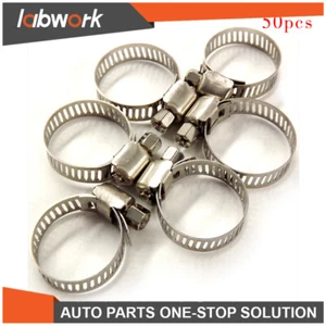 Labwork Stainless Steel Drive Hose Clamps Fuel Line Worm Clip 50Pcs 3/8In-1/2In - Picture 1 of 8