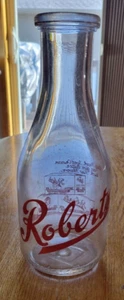 Rare Vintage Roberts Dairy One Quart Pyroglazed rounded Milk bottle - Picture 1 of 6