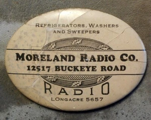 M89 Mirror: Moreland Radio Co., 12517 Buckeye Road, 2 ¾” x 1 ¾”, mirror intact, - Picture 1 of 2