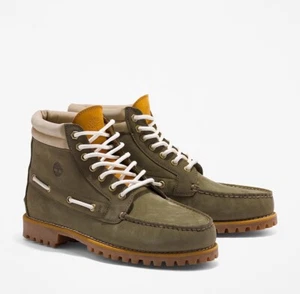 Timberland Authentic 7 Eye Chukka Boot Dark Green Nubuck Leather Men Sizes $170 - Picture 1 of 8
