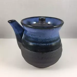 Japanese Ceramic Dispenser Soy Sauce Vinegar Oil Bottle Blue Matte Made in Japan - Picture 1 of 5