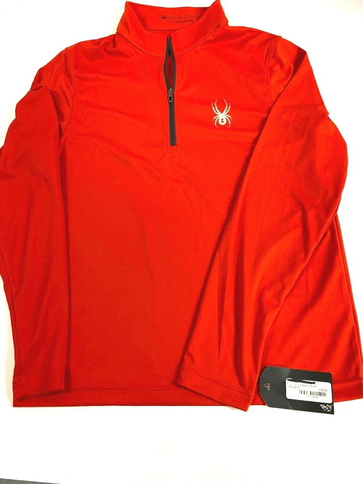 Camiseta Spyder prata mergulho teia seca gola T nova com etiquetas tamanho P masculina laranja raiva polar US$ 80 - Imagem 1 de 4