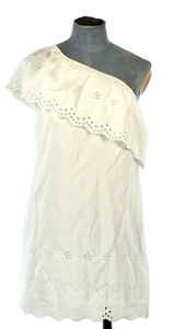 Summer Dress White One Shoulder Broderie Ruffle UK 8 Petite River Island BNWT - Picture 1 of 8