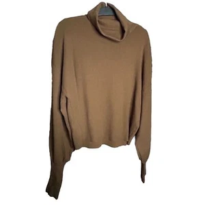 Silk & Salt Brown Cropped Turtleneck Sweater Size XL - Picture 1 of 12