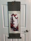 Art Asian Wall Scroll, Red Cherry Blossom Chinese Wall Decor Silk Scroll