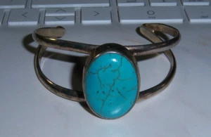 Vintage Sterling Silver And Laramar Cuff Bracelet - Picture 1 of 4