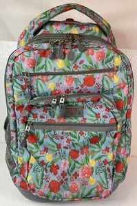 J WORLD NEW YORK SUNRISE ROLLING BACKPACK FLORAL PRINT 18" BOOKBAG TRAVEL - Picture 1 of 14
