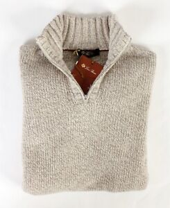 $2275 LORO PIANA 100% Baby Cashmere ¼ Zip Sweater - Cream - 48 S