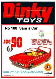 DINKY JOE 90 SAM`S CAR "RED" A5 SHOP COUNTER / WALL DISPLAY "NEW".ADVERT - Picture 1 of 6