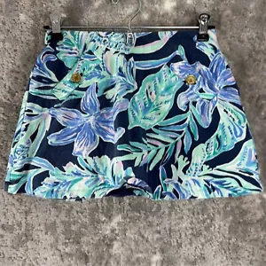 Gonna Lilly Pulitzer taglia XXS stampa floreale tropicale elasticizzata blu navy integrata - Foto 1 di 10