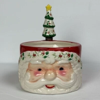 Pfaltzgraff Winterberry Ceramic Santa Dip Bowl & Christmas Tree Spreader holiday - Image 1 of 4