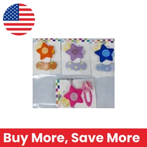 Set of 4 Star Smile Hair Clips Colorful Unbranded Fabric - Picture 1 of 4