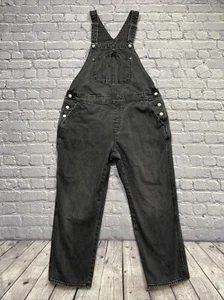 Old Navy Denim Overalls 16 Faded Black Straight Leg Utility Dark Cottage Core - Picture 1 of 12