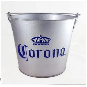 Secchiello in Metallo Contenitore Ghiaccio Porta Bottiglie Birra Corona Nuovo - Foto 1 di 3