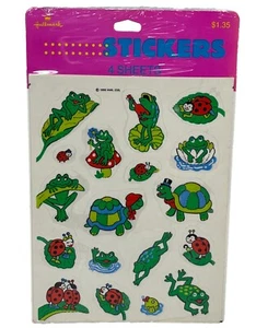 Vintage Hallmark Stickers Frogs Turtles Ladybugs New 4 Sheets 1990 - Picture 1 of 7