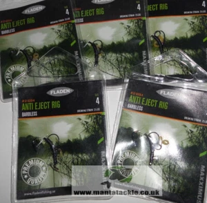 NEW 5 x Fladen Sliding Anti Eject Band Carp Hair Rig Barbless 4 Hook 25lb Braid - Picture 1 of 1