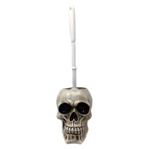 Totenkopf mit Toilettenbürste - Figur Deko Fantasy Bad Accessoires - Bild 1 von 1