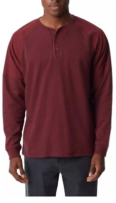 Manga térmica masculina BASS OUTDOOR Raglan Henley pequena vermelha Borgonha  - Imagem 1 de 4