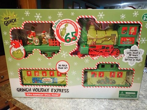 Dr Seuss The Grinch Holiday Express  Train Set 65th Anniversary Edition NEW XMAS Cover