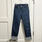 Vintage 80s Levis 701 Student Fit Womens Button Fly Dark Denim Jeans USA 28x34