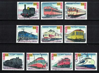 JAPAN 2022 RAILWAY 150TH ANNIVERSARY COMP. SET OF 10 STAMPS FINE USED CONDITION - Image 1 of 4