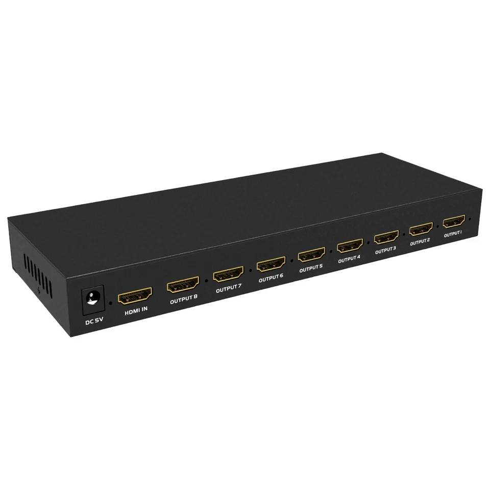 1x8 8-Port 4K UHD HDMI Video Splitter Amplifier Repeater Box Hub - 1-In, 8-Out - Image 1 of 1
